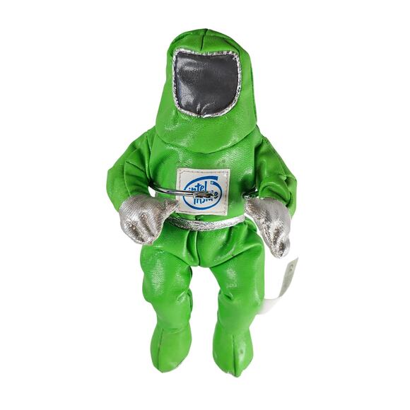 1997 Intel Inside Bunny People Green Clean Room Suit Plush 7" Promo Doll Vintage
